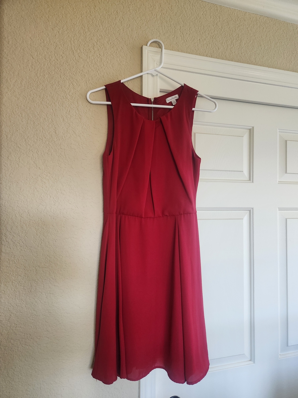 Charming Charlie Red Sleeveless Pleated A-Line Dress